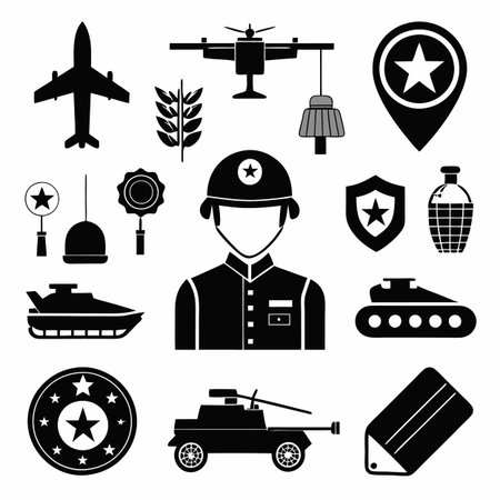 Black Filled Icons Setのイラスト素材