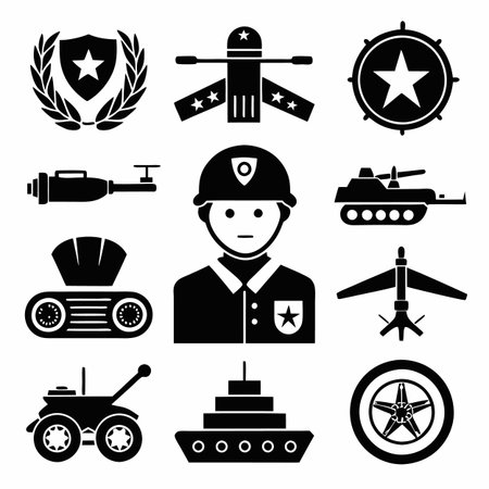 Black Filled Icons Setのイラスト素材