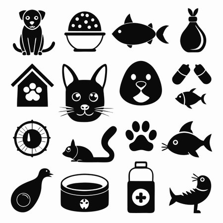 Black Filled Icons Setのイラスト素材