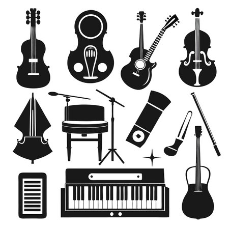 Black Filled Icons Setのイラスト素材