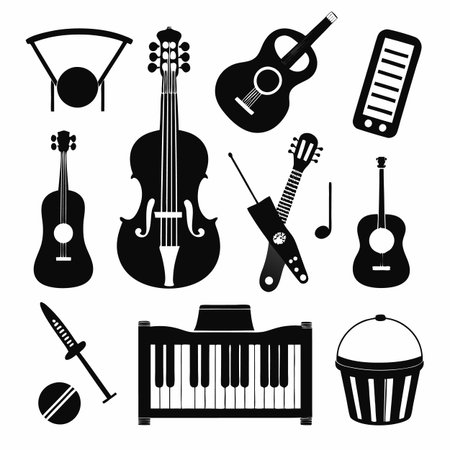 Black Filled Icons Setのイラスト素材