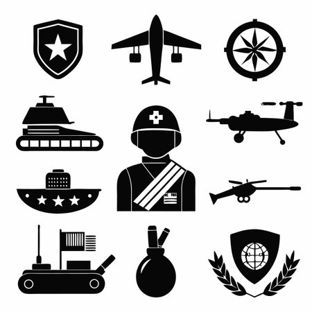 Black Filled Icons Setのイラスト素材