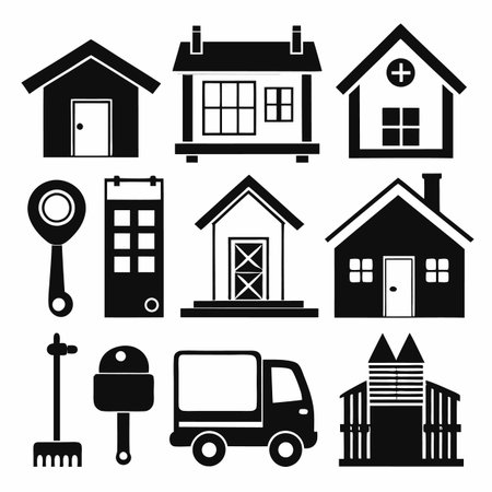 Black Filled Icons Setのイラスト素材