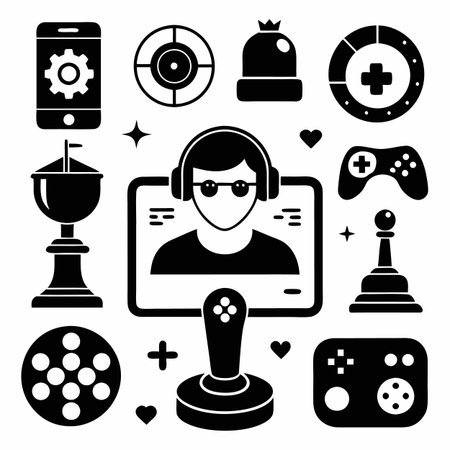 Black Filled Icons Setのイラスト素材