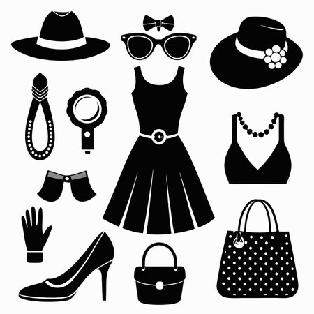 Black Filled Icons Setのイラスト素材