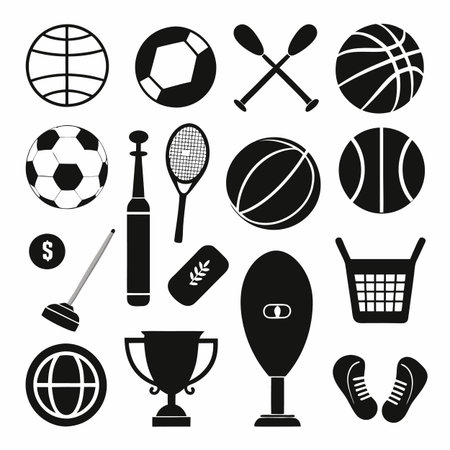 Black Filled Icons Setのイラスト素材