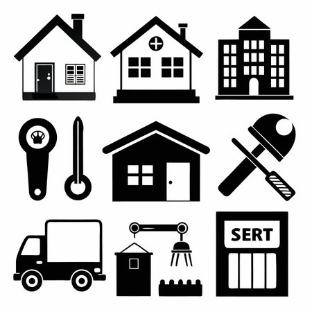 Black Filled Icons Setのイラスト素材