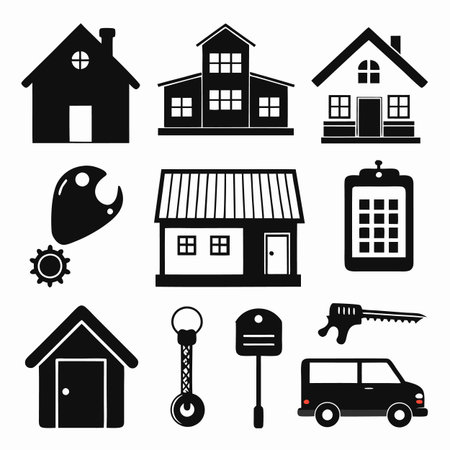 Black Filled Icons Setのイラスト素材