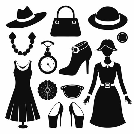 Black Filled Icons Setのイラスト素材