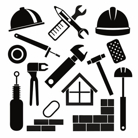 Black Filled Icons Setのイラスト素材