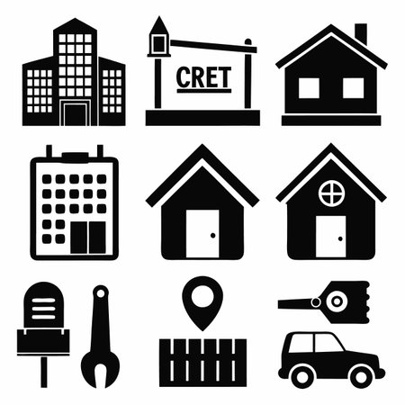 Black Filled Icons Setのイラスト素材