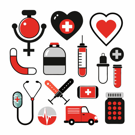 Black Filled Icons Setのイラスト素材