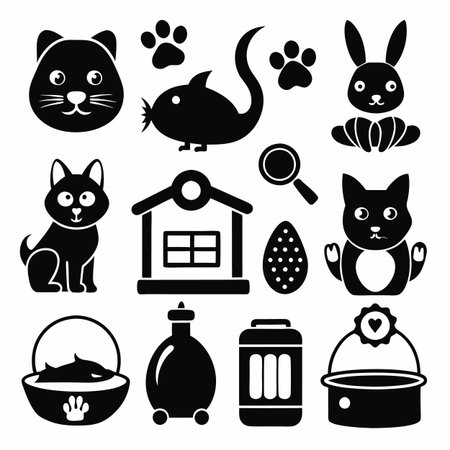 Black Filled Icons Setのイラスト素材