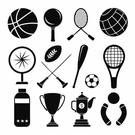 Black Filled Icons Setのイラスト素材