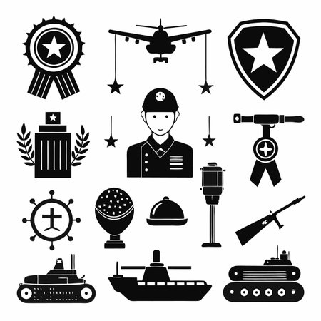 Black Filled Icons Setのイラスト素材