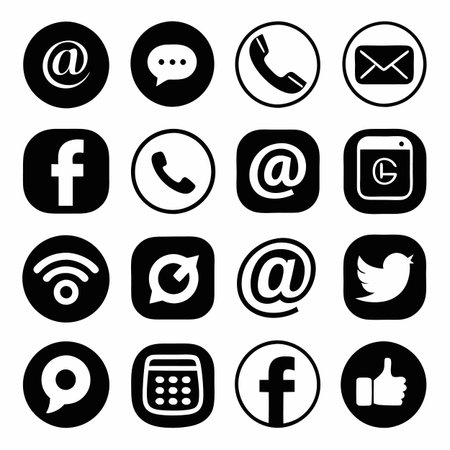 Black Filled Icons Setのイラスト素材