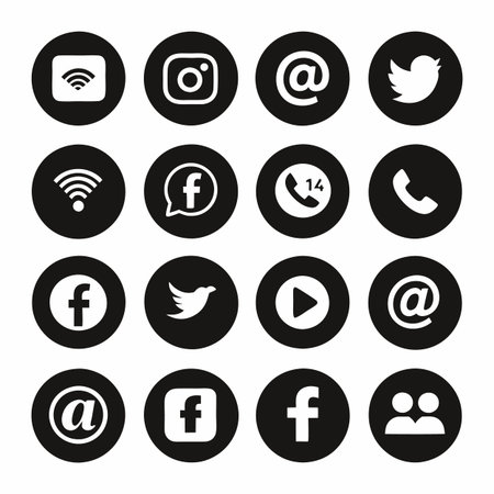 Black Filled Icons Setのイラスト素材