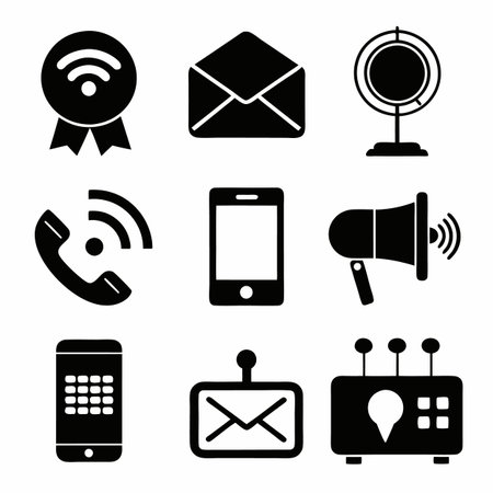 Black Filled Icons Setのイラスト素材