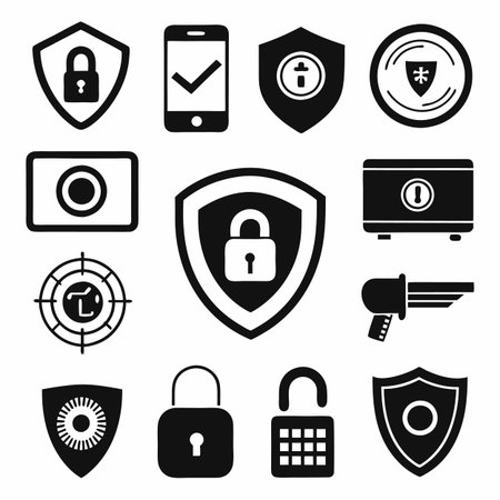 Black Filled Icons Setのイラスト素材