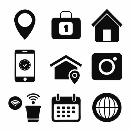 Black Filled Icons Set