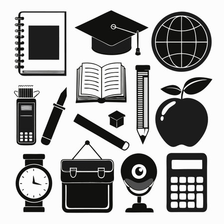 Black Filled Icons Setのイラスト素材