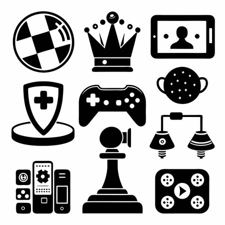 Black Filled Icons Setのイラスト素材