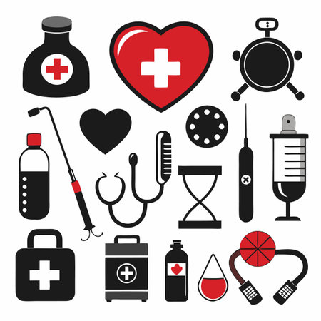 Black Filled Icons Setのイラスト素材