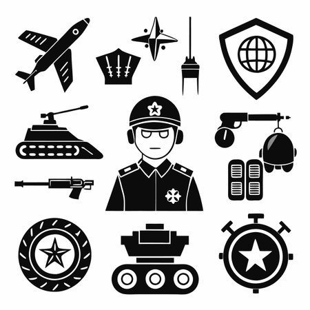 Black Filled Icons Setのイラスト素材