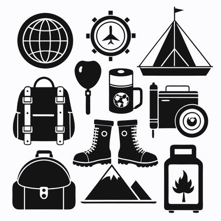 Black Filled Icons Setのイラスト素材