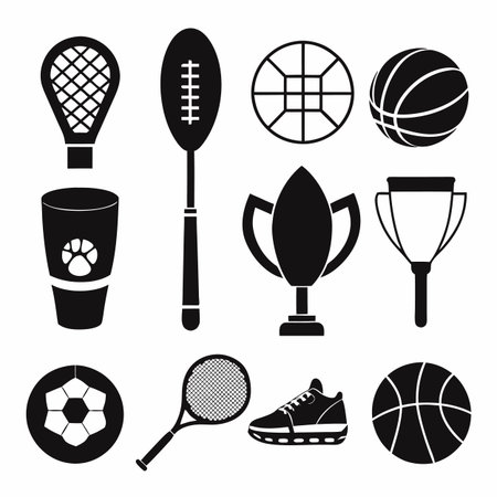 Black Filled Icons Setのイラスト素材