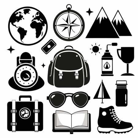 Black Filled Icons Setのイラスト素材