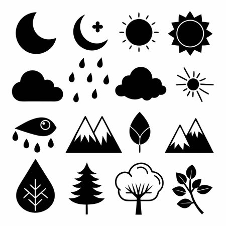 Black Filled Icons Setのイラスト素材