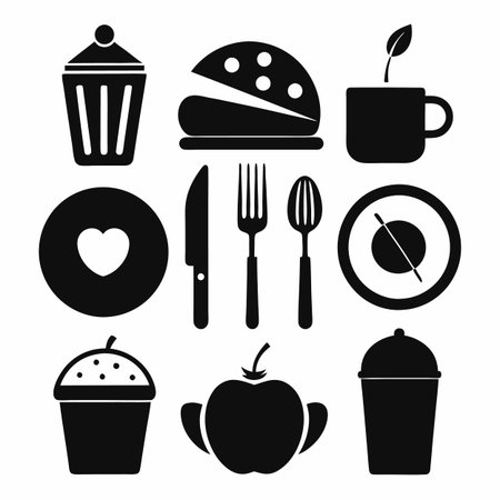 Black Filled Icons Setのイラスト素材