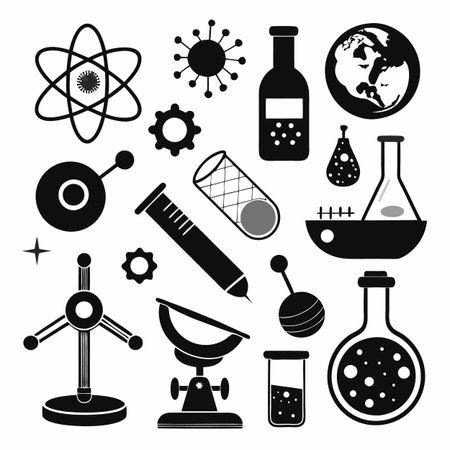 Black Filled Icons Setのイラスト素材