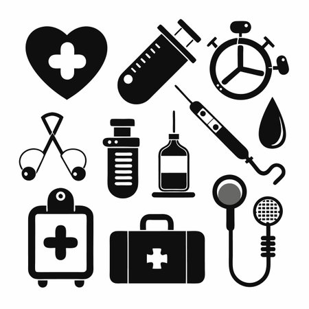 Black Filled Icons Setのイラスト素材