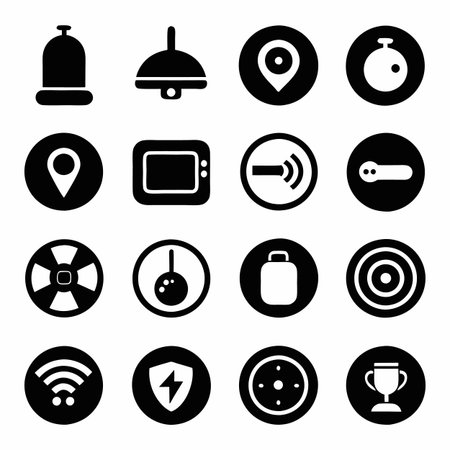 Black Filled Icons Setのイラスト素材