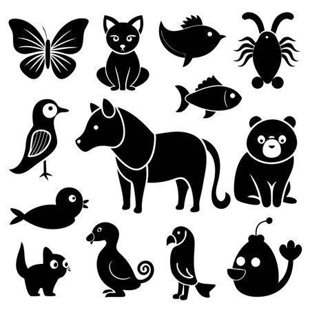 Black Filled Icons Setのイラスト素材