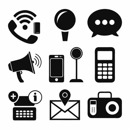 Black Filled Icons Setのイラスト素材