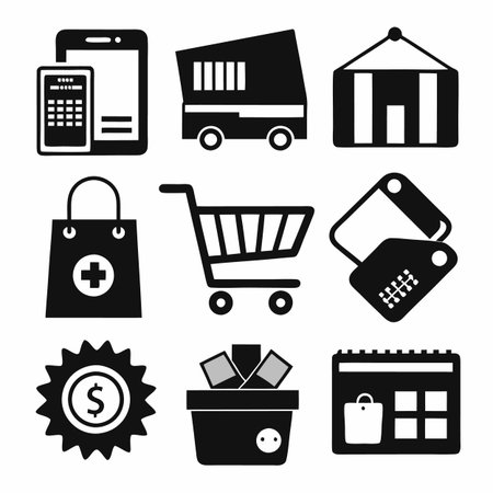 Black Filled Icons Setのイラスト素材