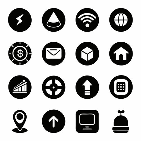 Black Filled Icons Setのイラスト素材