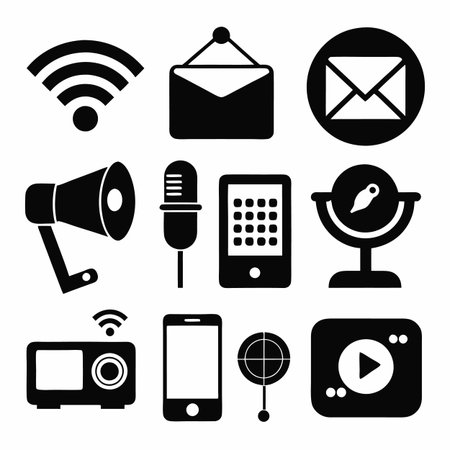 Black Filled Icons Setのイラスト素材