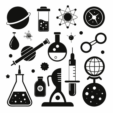 Black Filled Icons Setのイラスト素材