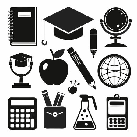 Black Filled Icons Setのイラスト素材