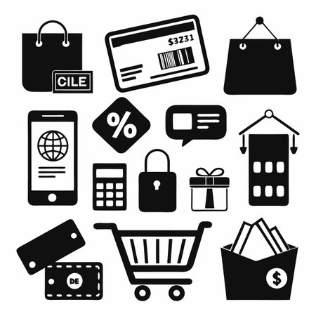 Black Filled Icons Setのイラスト素材