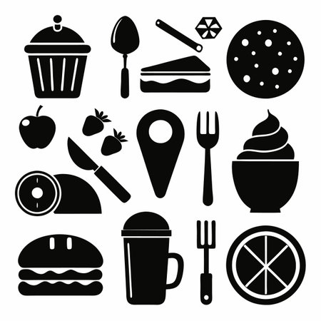 Black Filled Icons Setのイラスト素材