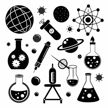 Black Filled Icons Setのイラスト素材