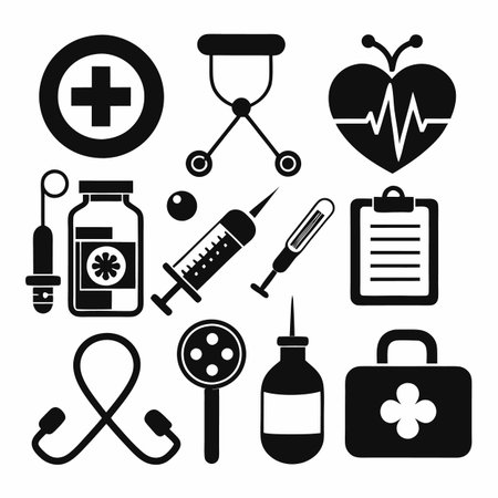 Black Filled Icons Setのイラスト素材