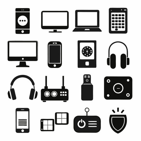 Black Filled Icons Setのイラスト素材