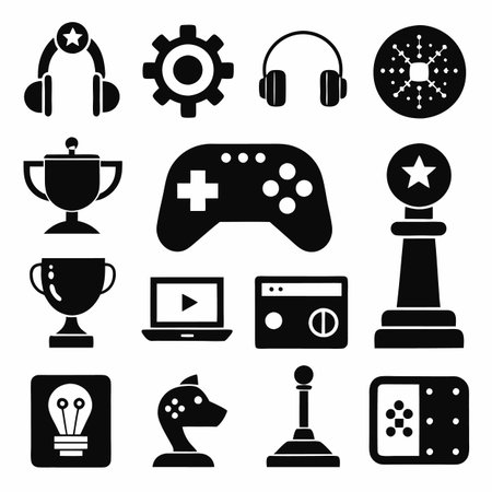 Black Filled Icons Setのイラスト素材