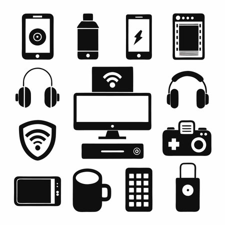 Black Filled Icons Setのイラスト素材